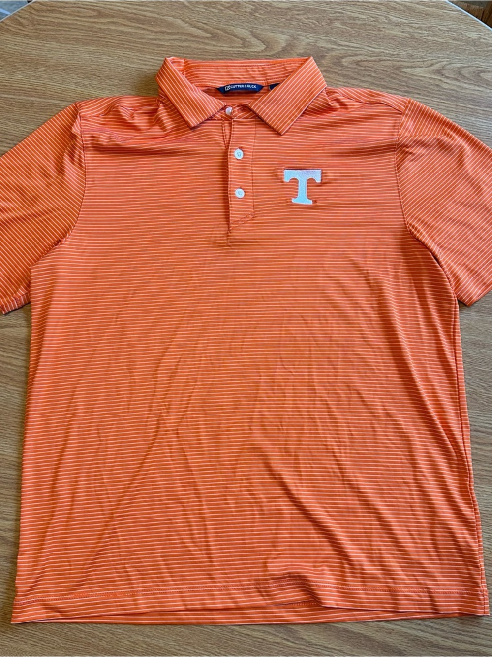 University of Tennessee Men's Orange Striped Cutter and Buck Polo Shirt SZ M